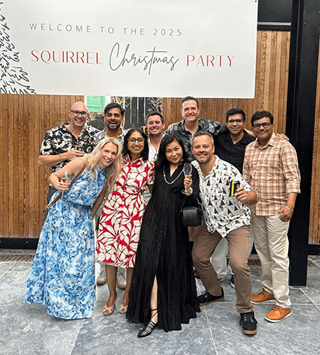 Group of Squirrels at Squirrel Christmas party 2025