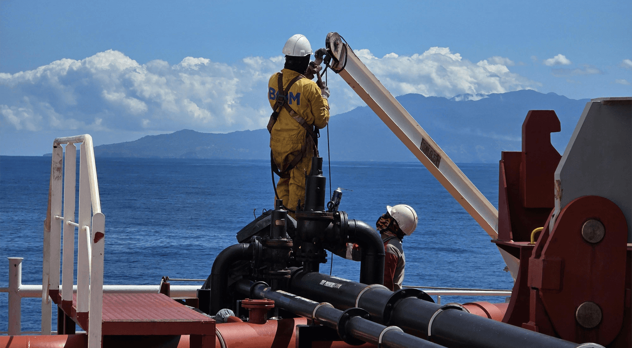 Workers on an oil rig