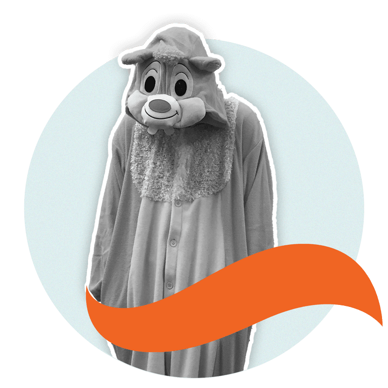 Person wearing a Squirrel suit