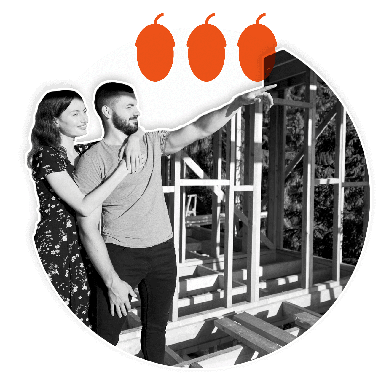 Couple standing in front of house construction