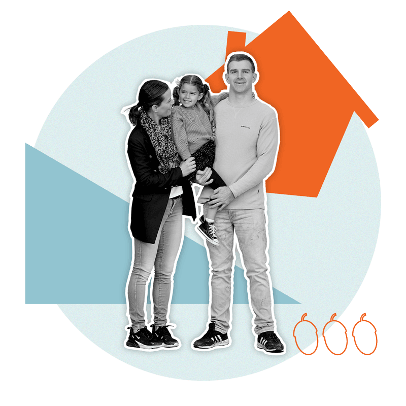 Family of three standing together