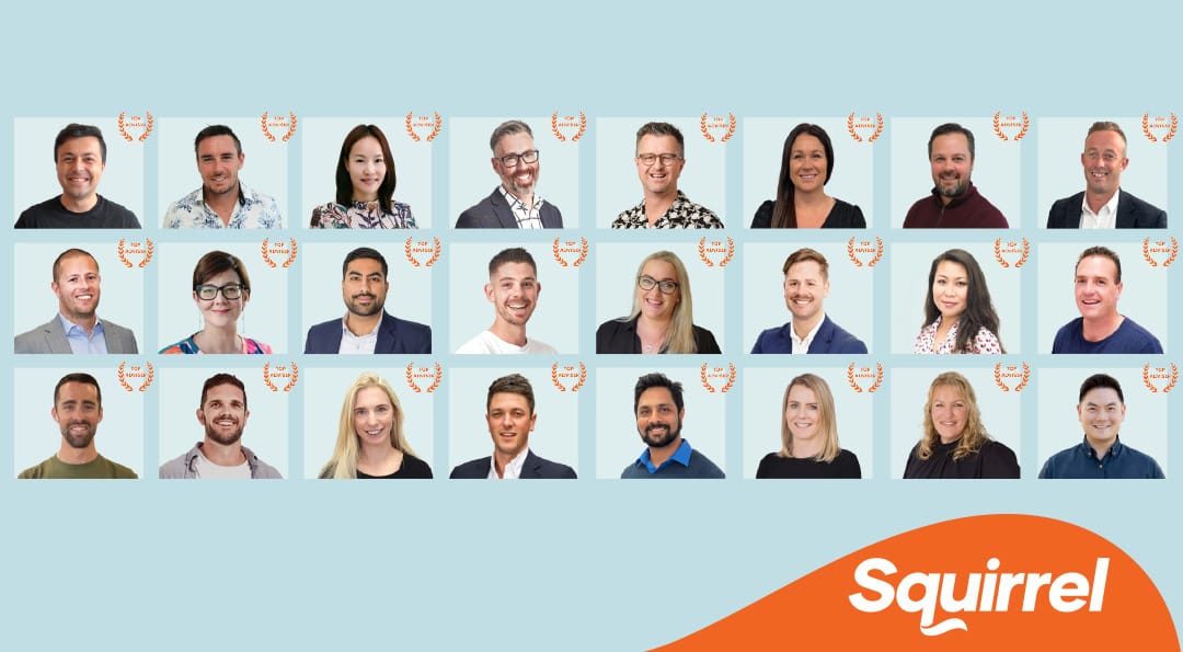Collage picture of the 24 Squirrel advisers named as part of NZ Advisers Top Advisers 2025