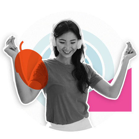 Smiling woman snapping fingers to show how easy it is to open a savings account