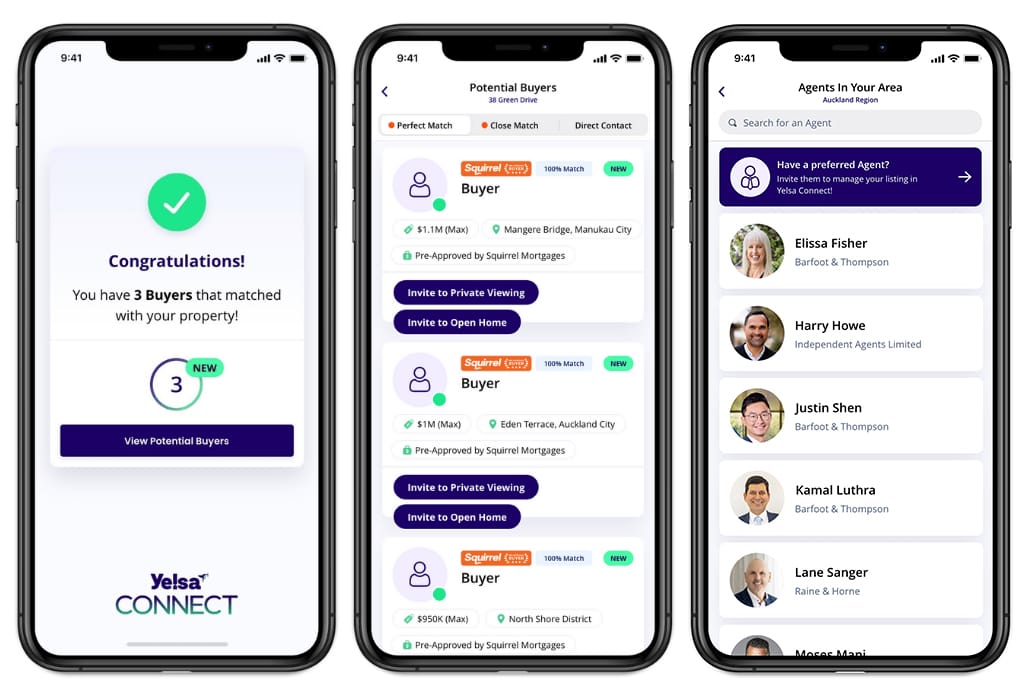 Screenshots of Yelsa Connect platform - seller perspective