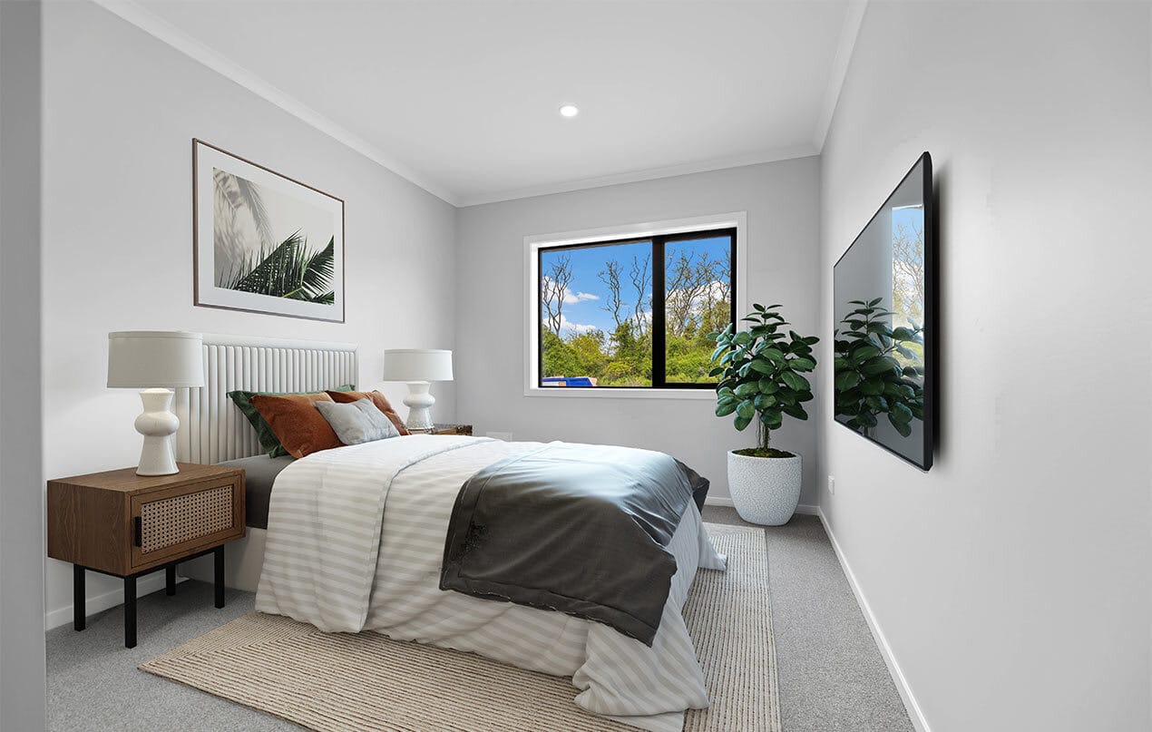 Bedroom in one of the units at Winnie Close
